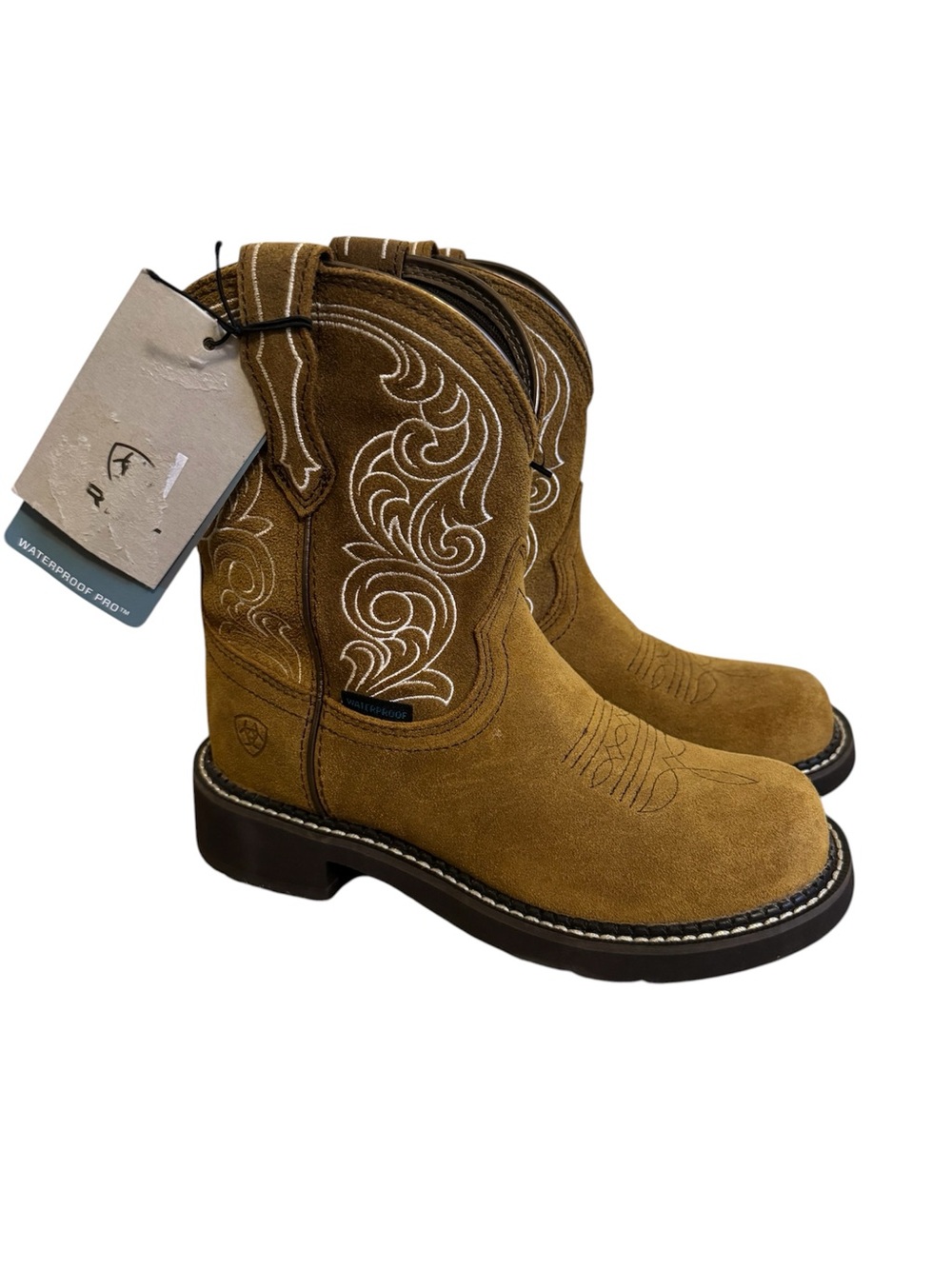 Ariat Women's Fatbaby Heritage Waterproof Western Boots Ginger Spice Suede Sz 6B